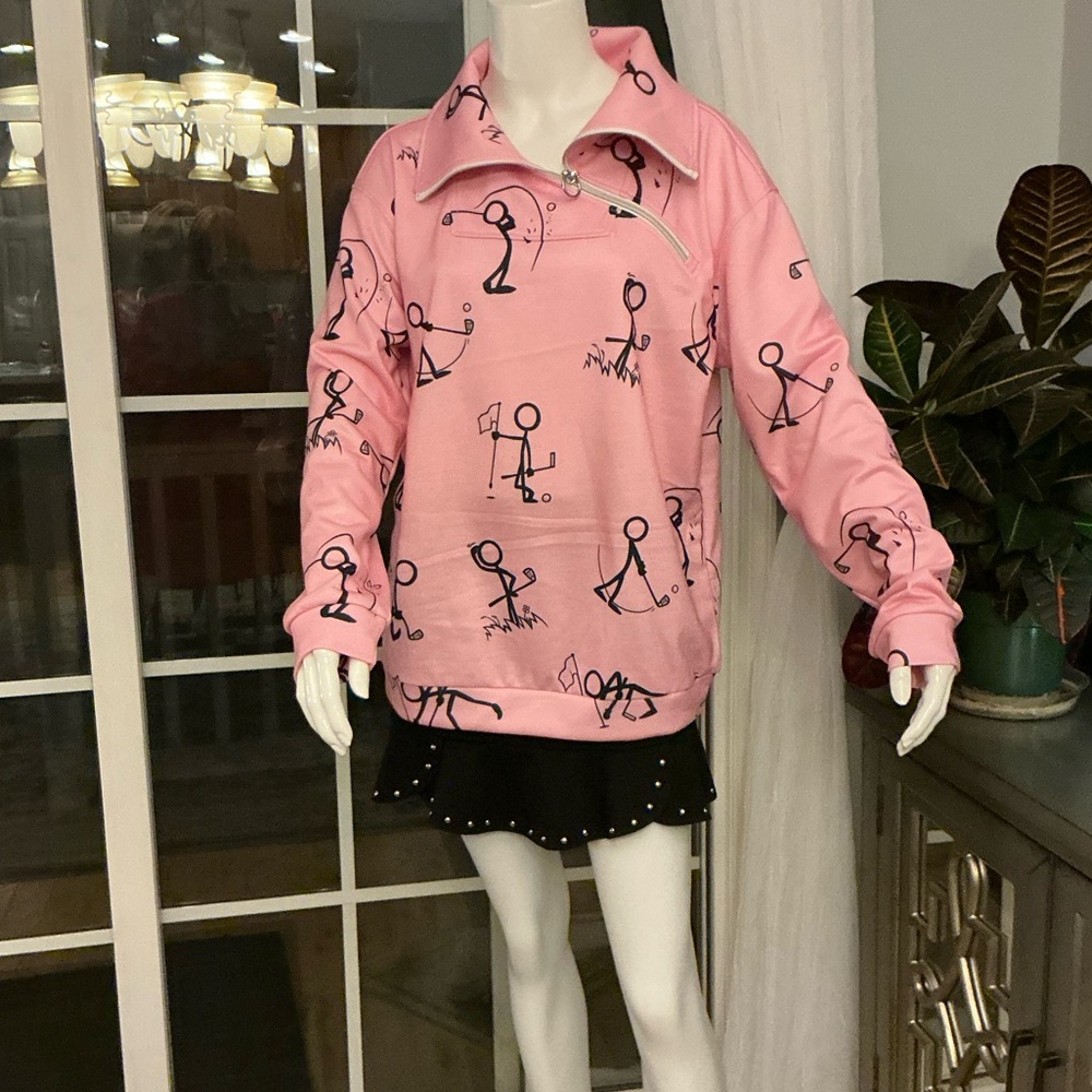 Acegolfs NWT Pink Stick Figure Golf Pullover Woman’s Size Large Activewear - Picture 9 of 13